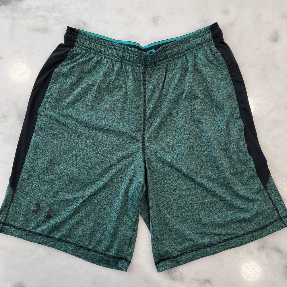 Under Armour Athletic Shorts, Green and Black Heathered